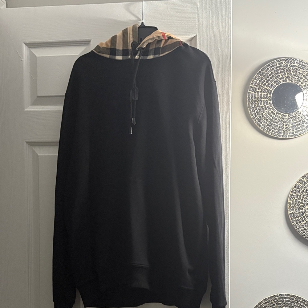 Burberry Black Sweater with Plaid Hood